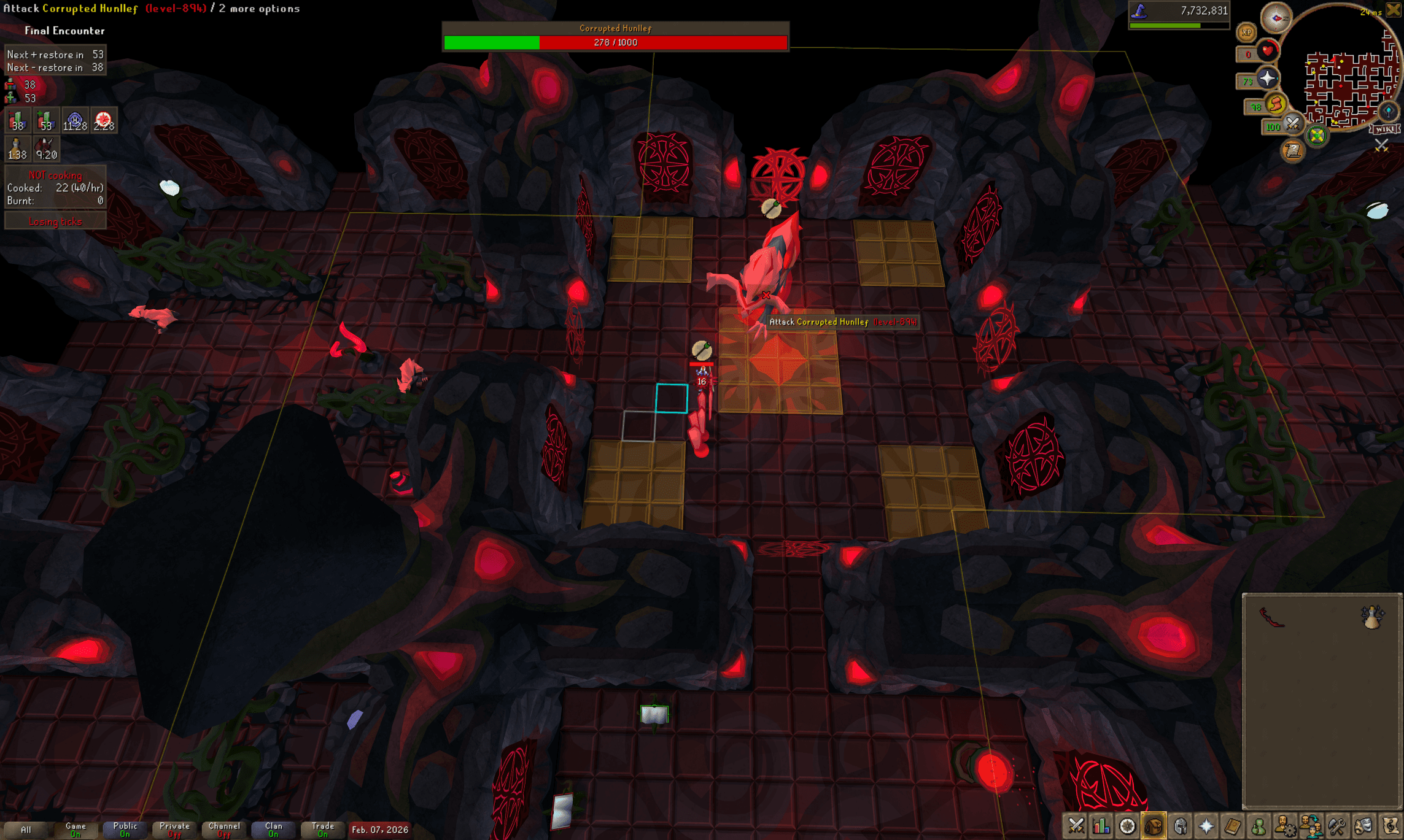 NumberOneOne death screenshot killed by Corrupted Hunllef in Old School RuneScape