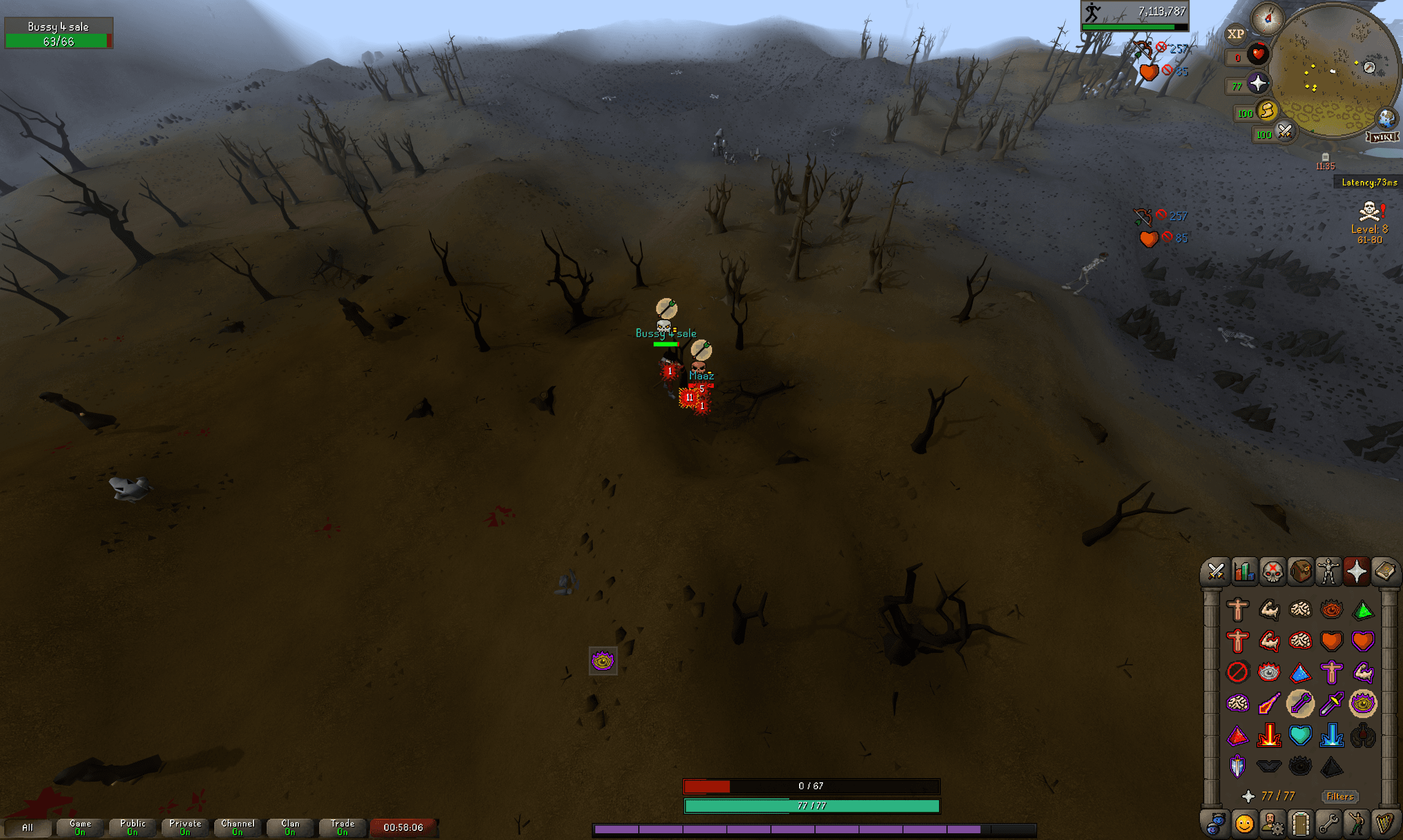 Maaz death screenshot killed by Bussy 4 sale in Old School RuneScape