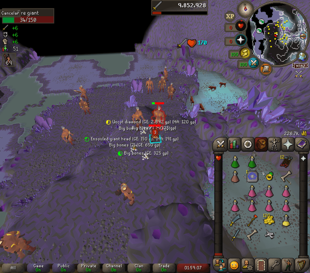 Hosama0 death screenshot killed by Fire giant in Old School RuneScape