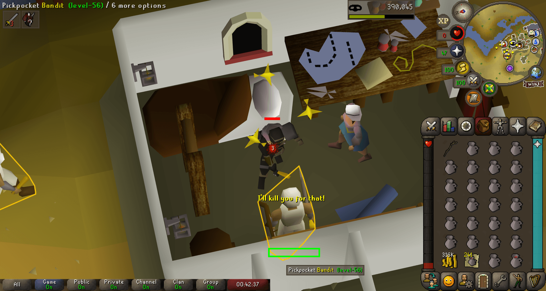 Qxverat death screenshot killed by Bandit in Old School RuneScape