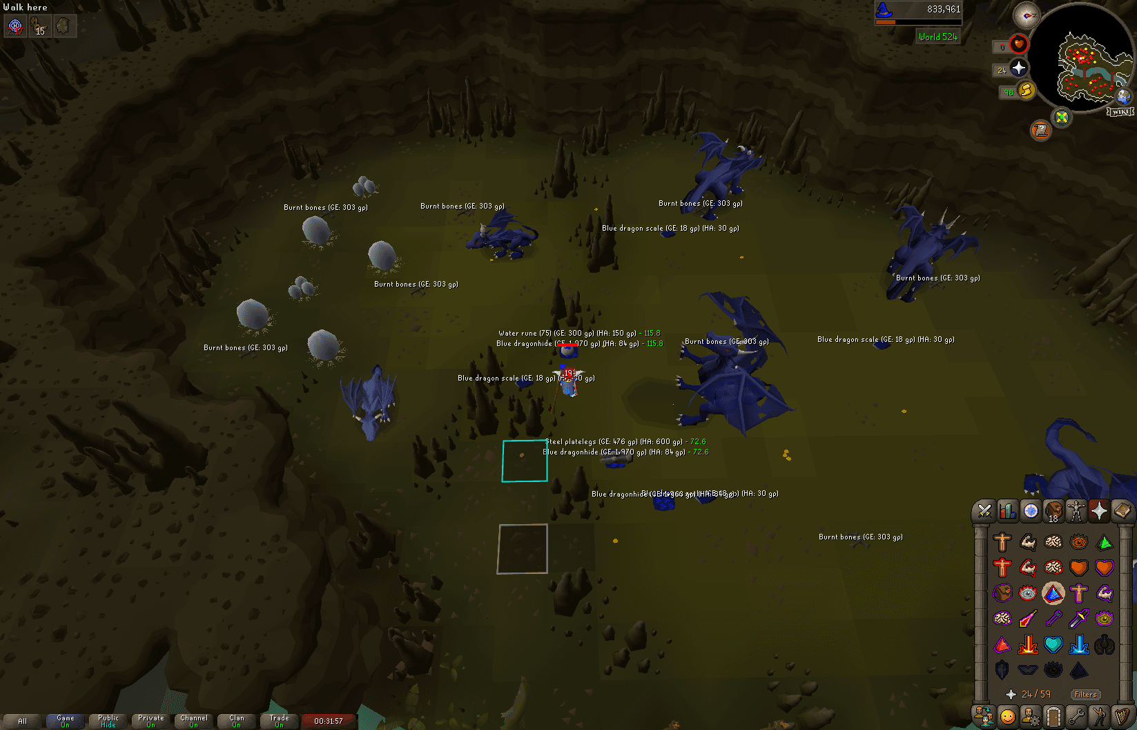 PomShiva death screenshot killed by Blue dragon in Old School RuneScape