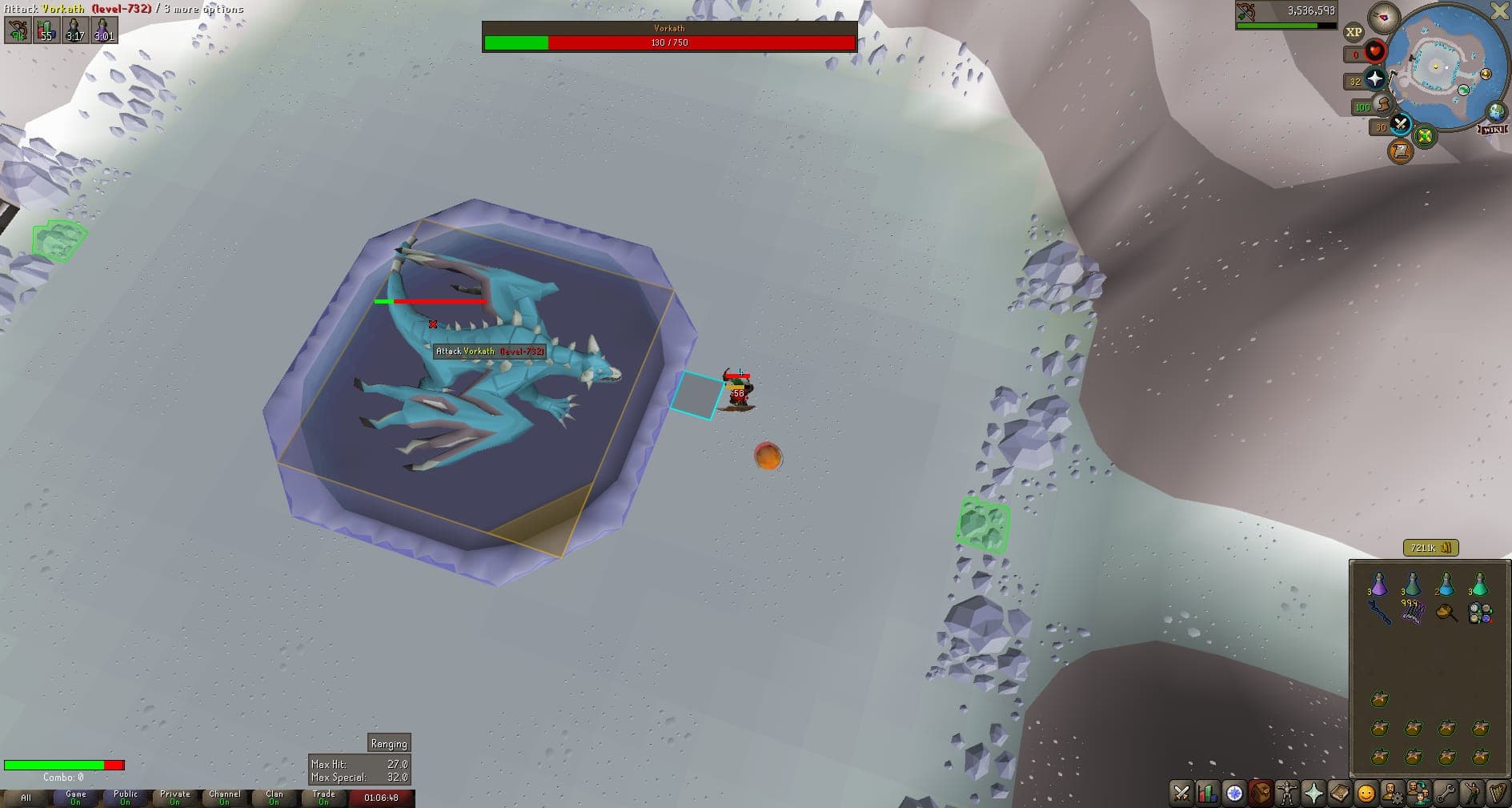 IsaacLageX death screenshot killed by Vorkath in Old School RuneScape