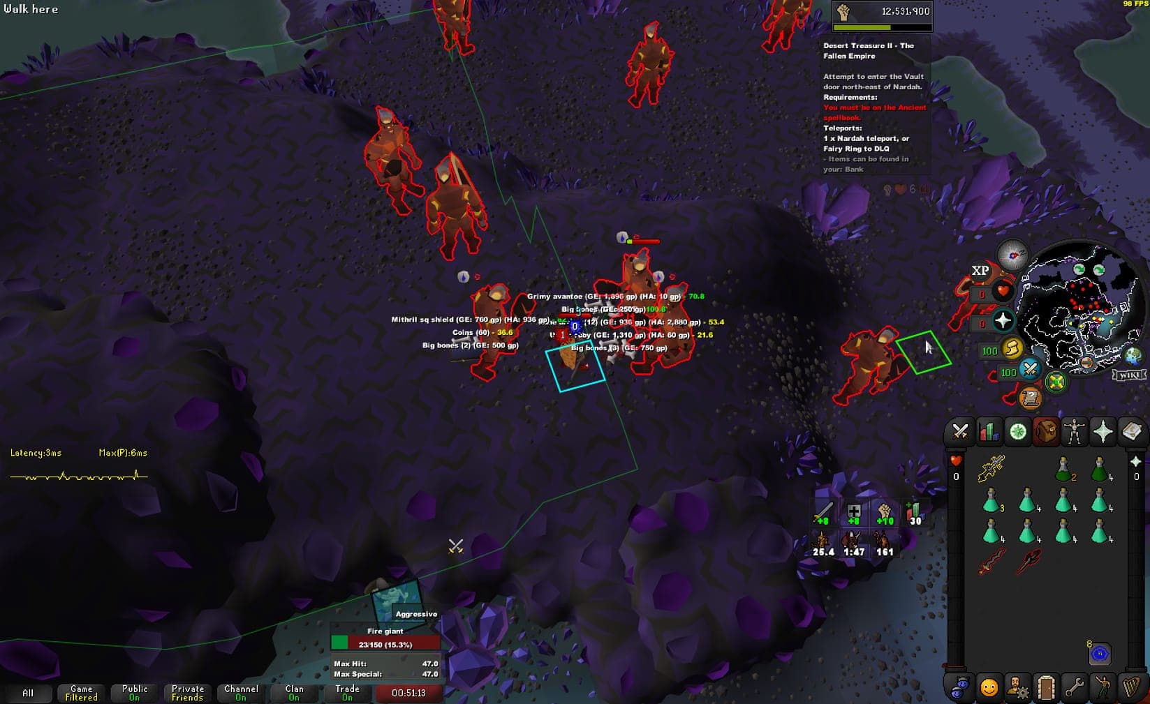 suk mi tob death screenshot killed by Fire giant in Old School RuneScape